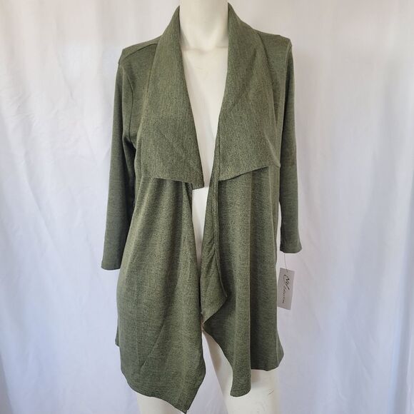 NY Collection olive green cardigan size S - Picture 3 of 12